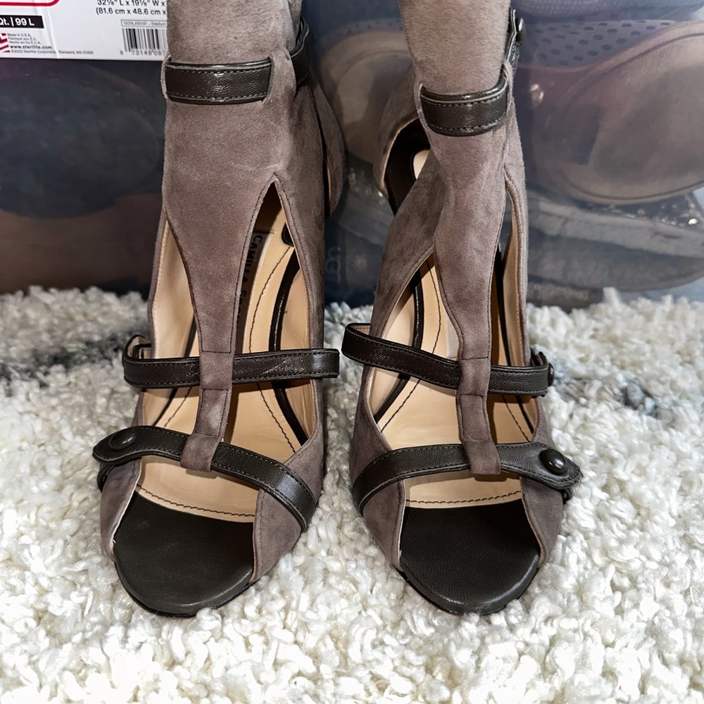 camilla Skovgaard suede ankle booties peep toe EU 37 (7)